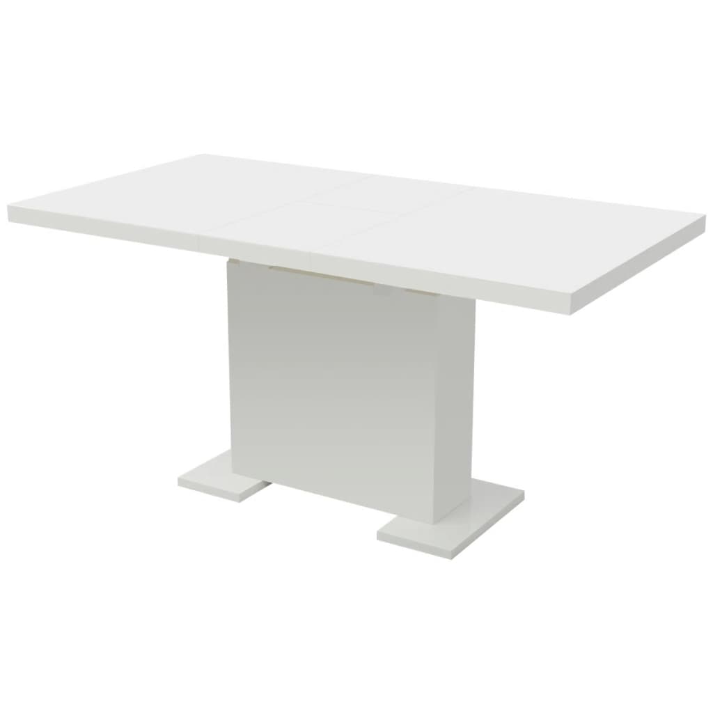 vidaXL Mesa de jantar extensível, branco brilhante